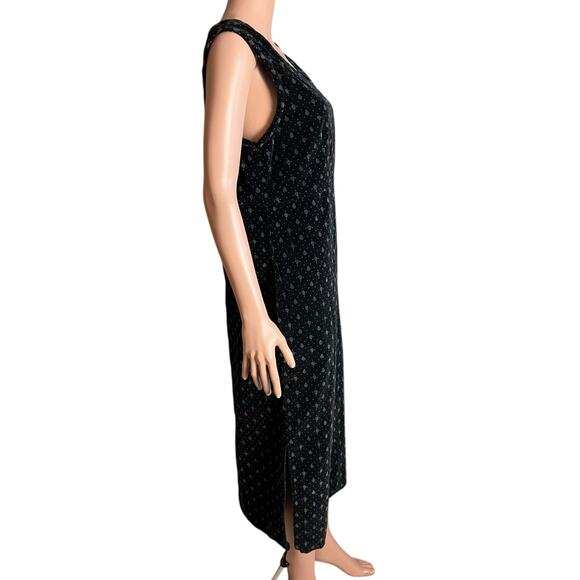 Unbranded Sleeveless Midi Dress Med Black Chevron Dot Overall Pattern Velveteen - Picture 3 of 6